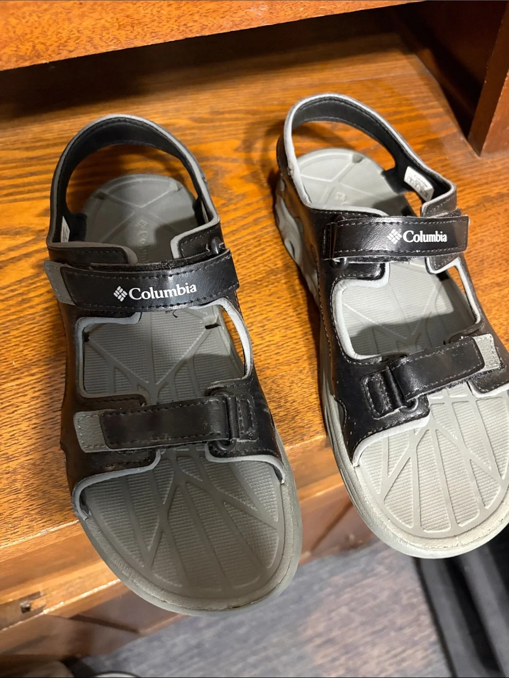 Columbia Black and Gray Kids' Adjustable Outdoor Sandals